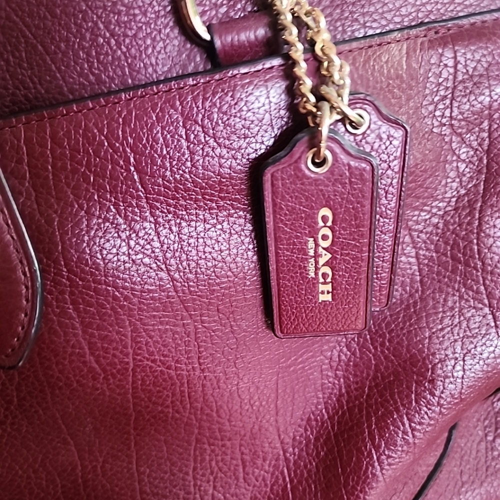 Coach Burgundy Leather Satchel - Picture 10 of 14